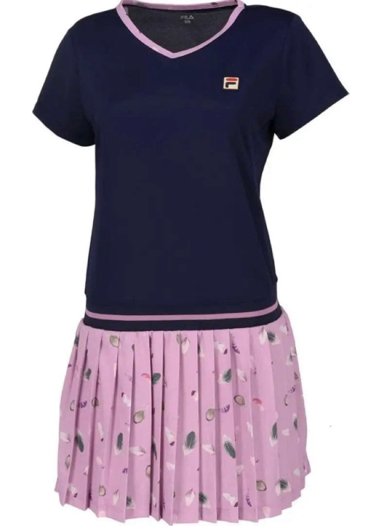 No.780 FILA ふわふわフェザー模様のワンピース☆スモーキーpink