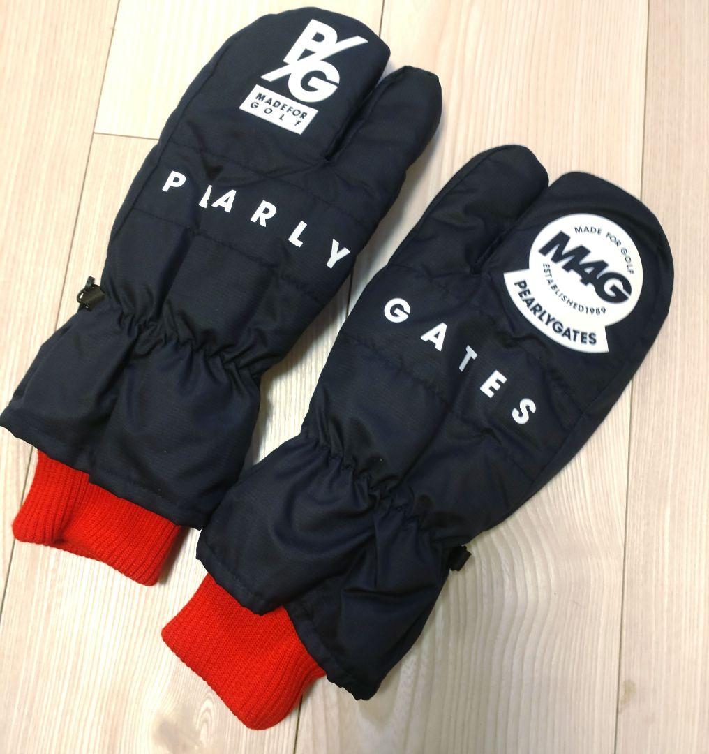 新品 PEARLY GATES ミトングローブ 耳当て 2点セットネイビー