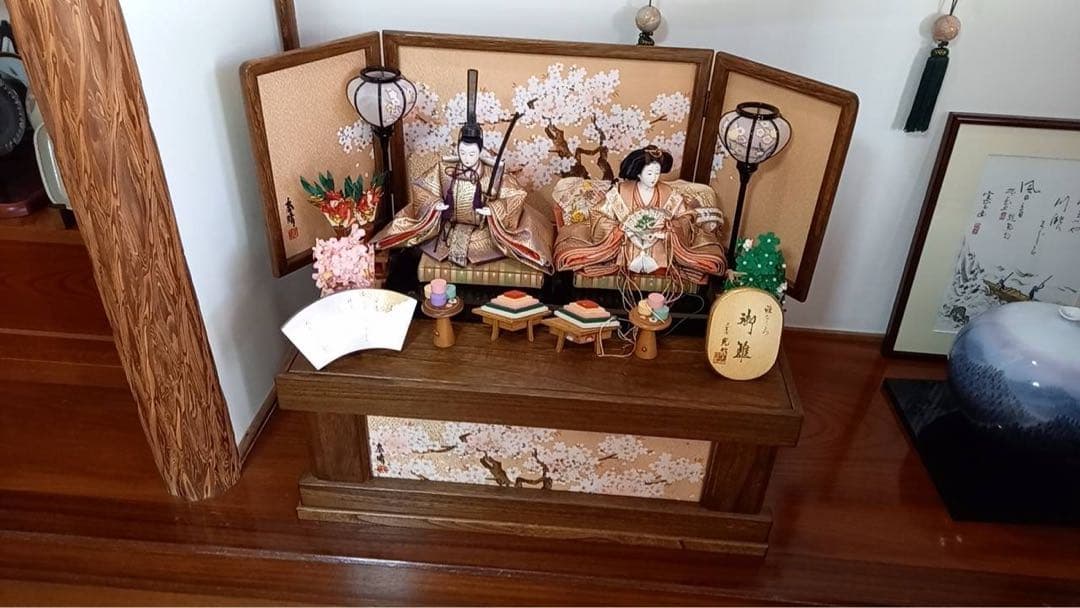 ひな人形セット 桜背景付き