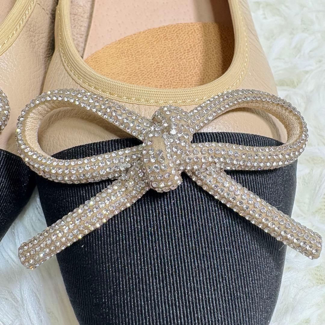 Staccato スタッカート定番 バレエシューズ リボン　ビジュー　22センチ