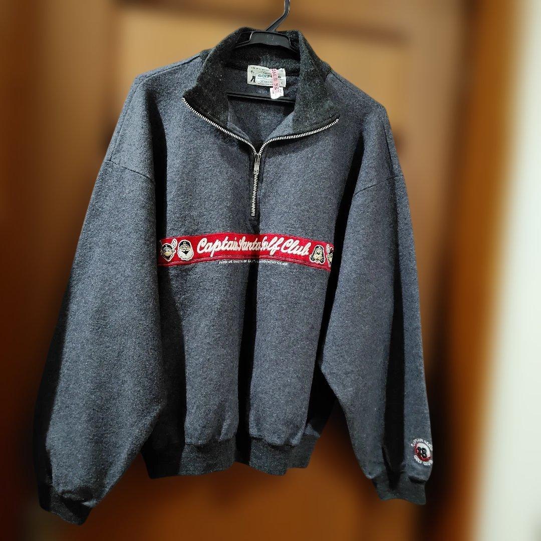 90s キャプテンサンタ　ゴルフ　プルオーバー　ハーフジップ　刺繍　グレー　L