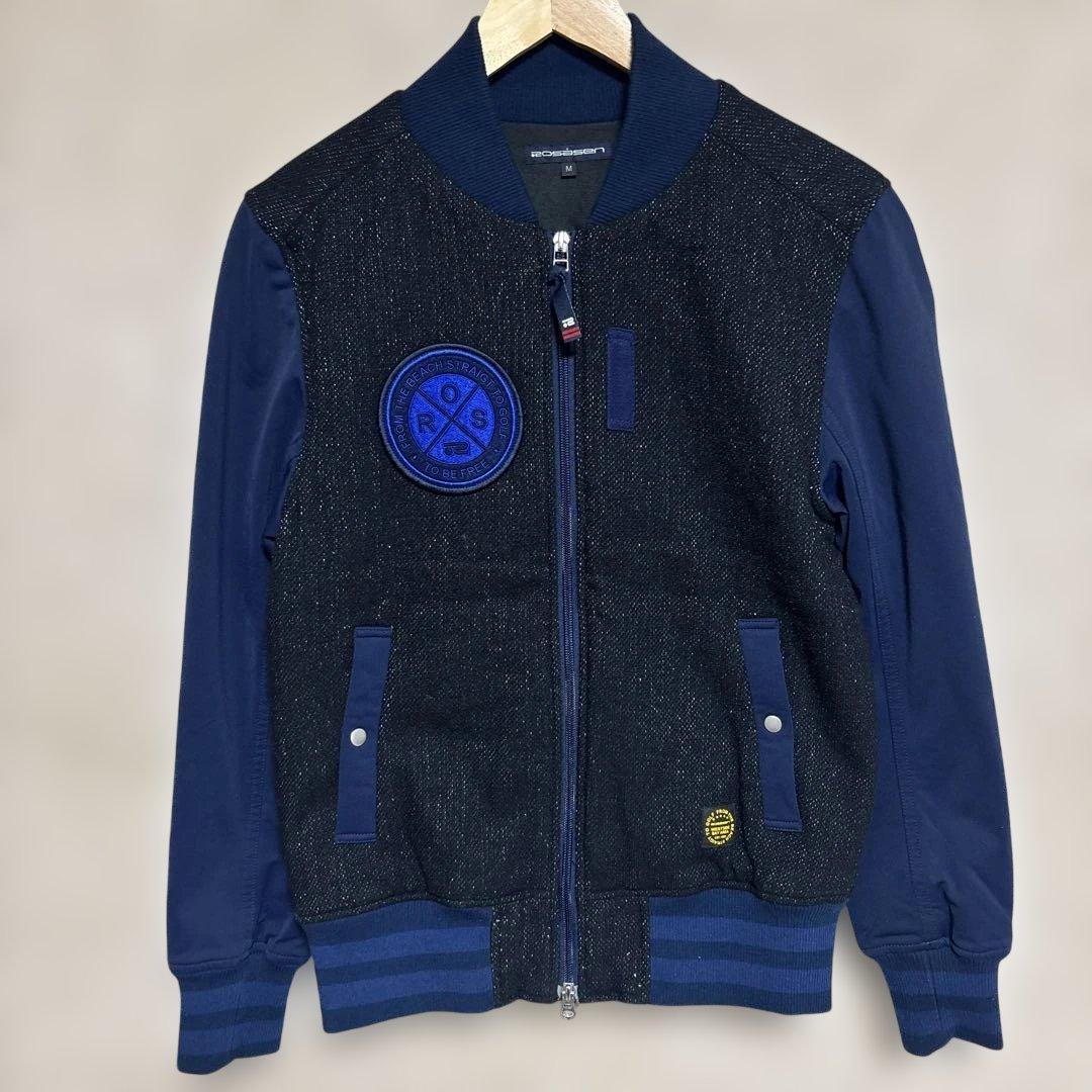 ロサーセン ゴルフ ブルゾン ネイビー M メンズ ワッペン ストレッチ