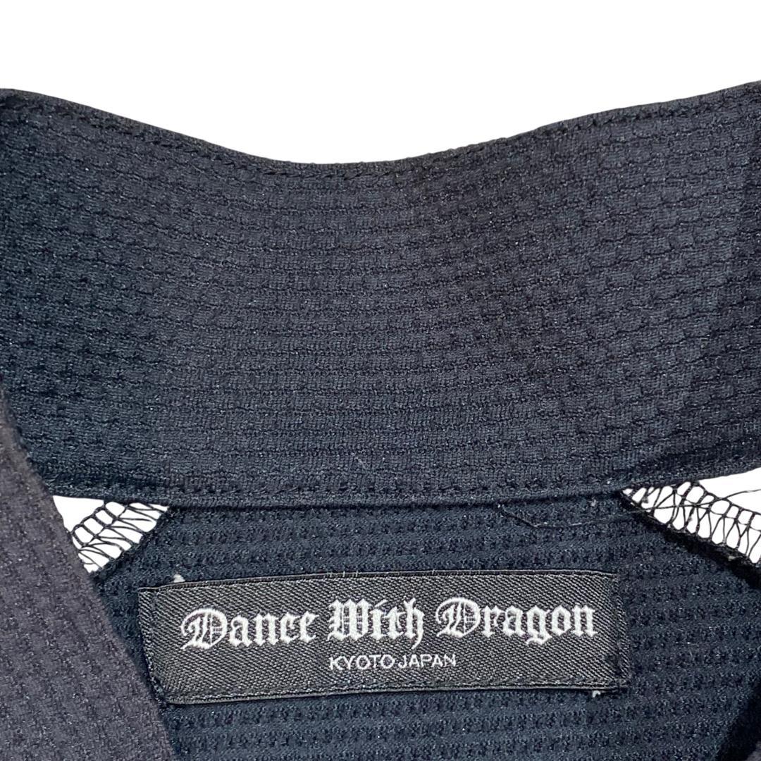 ダンスウィズドラゴン ストレッチ モックネック ハーフジップ シャツ ブラック