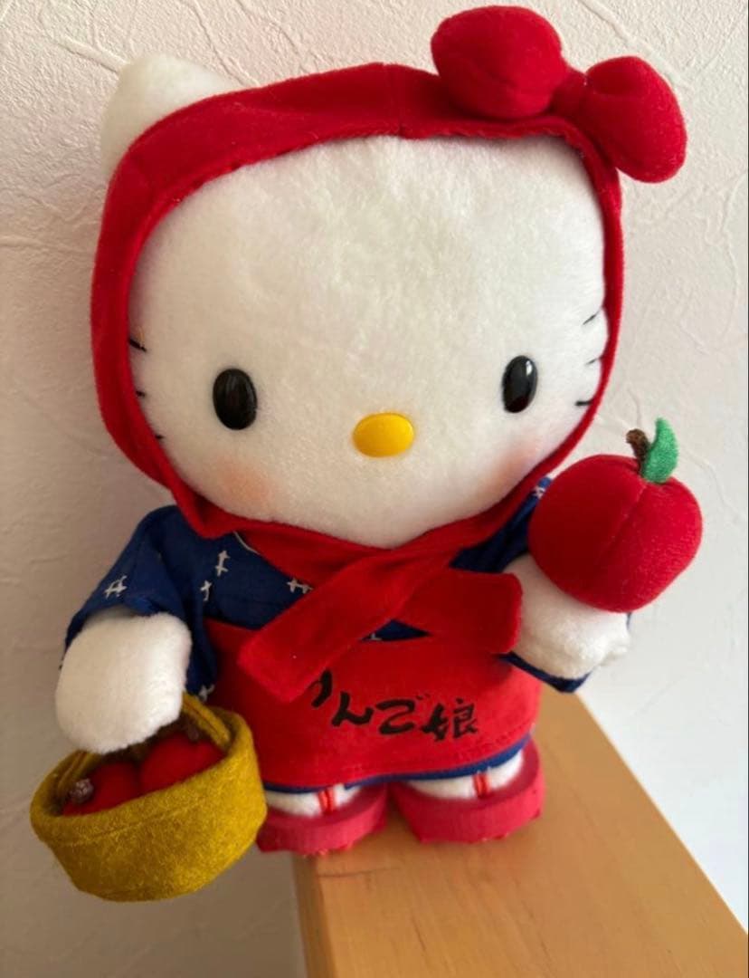 【超希少/タグ付】25年前 当時物 みちのくキティ物語 青森 りんご娘ぬいぐるみ
