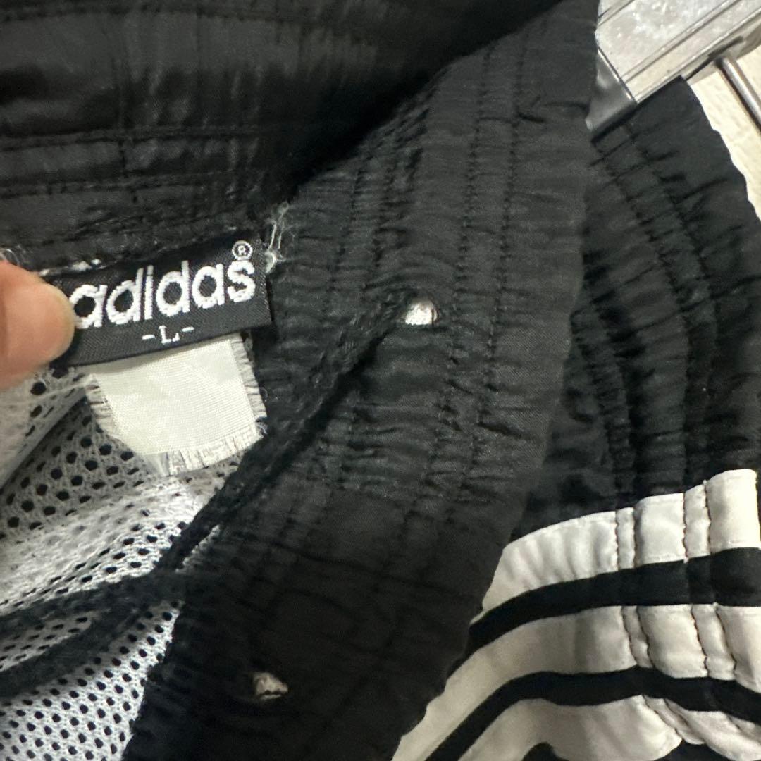 USD adidas ブラック ナイロントラックパンツ 3本ライン