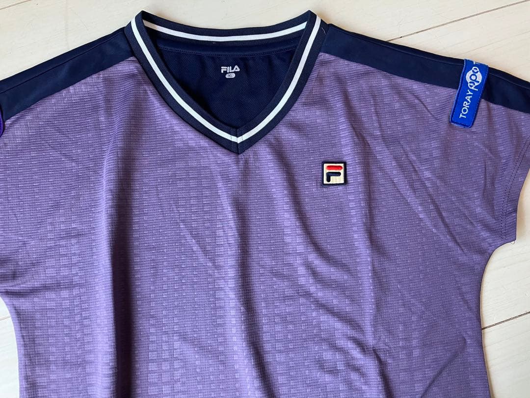 美品＊FILAフィラ＊パープル×フィラネイビーの上下セットアップXL