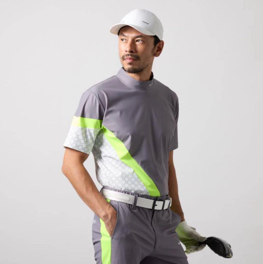【新品・タグ付き】BANDEL メンズ モックネック グレー 蛍光 イエローXL
