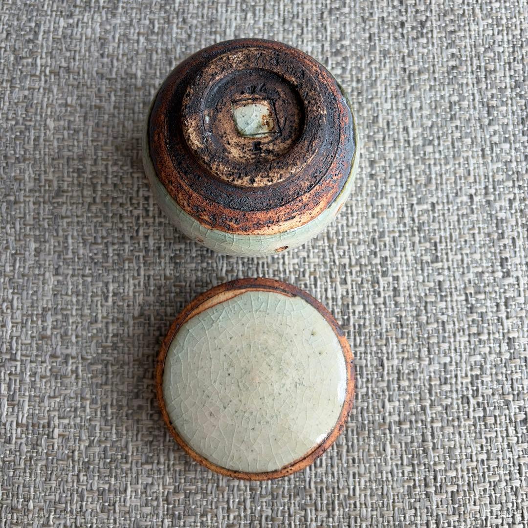 新品◆加藤祥孝さん　灰釉 ドット紋塩壺