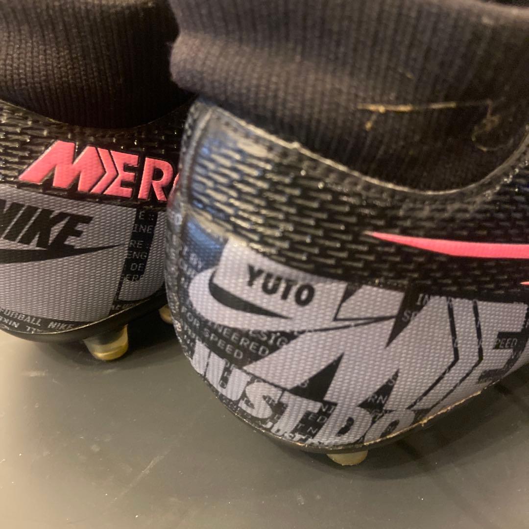 NIKE マーキュリアル　特注　名前入　ブラック　ピンク　27.5
