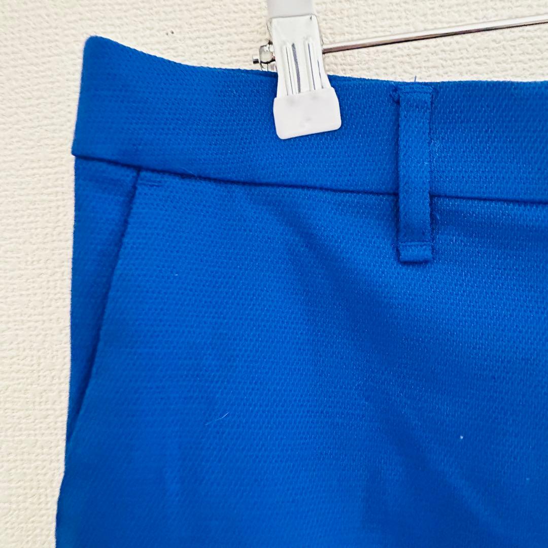 23区　滑り止め付きコットン、リネン素材ハーフパンツ（LL）青　ゴルフウェア