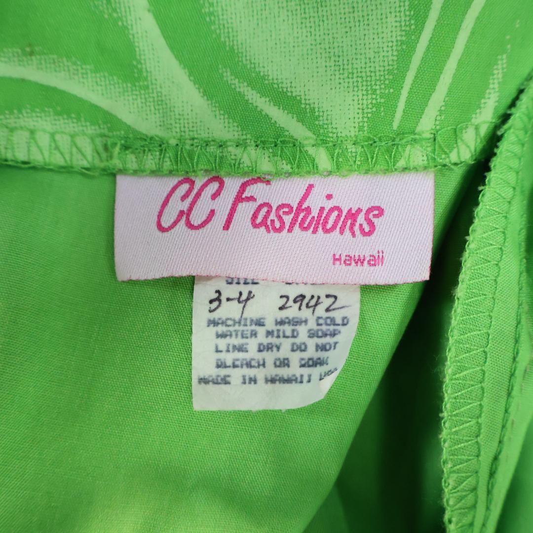 【美品 ハワイ製フラダンス用衣装】黄緑色 CC Fashions ワンピース