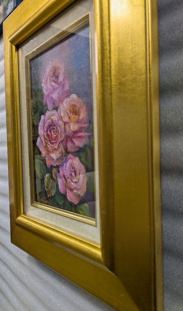画家haru油彩画★サムホ―ル★薔薇★肉筆画＊一点物＊静物画★