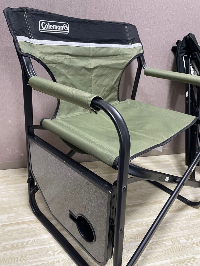 【送料無料&週末価格】Coleman サイドテーブル付 デッキチェア 2個セット