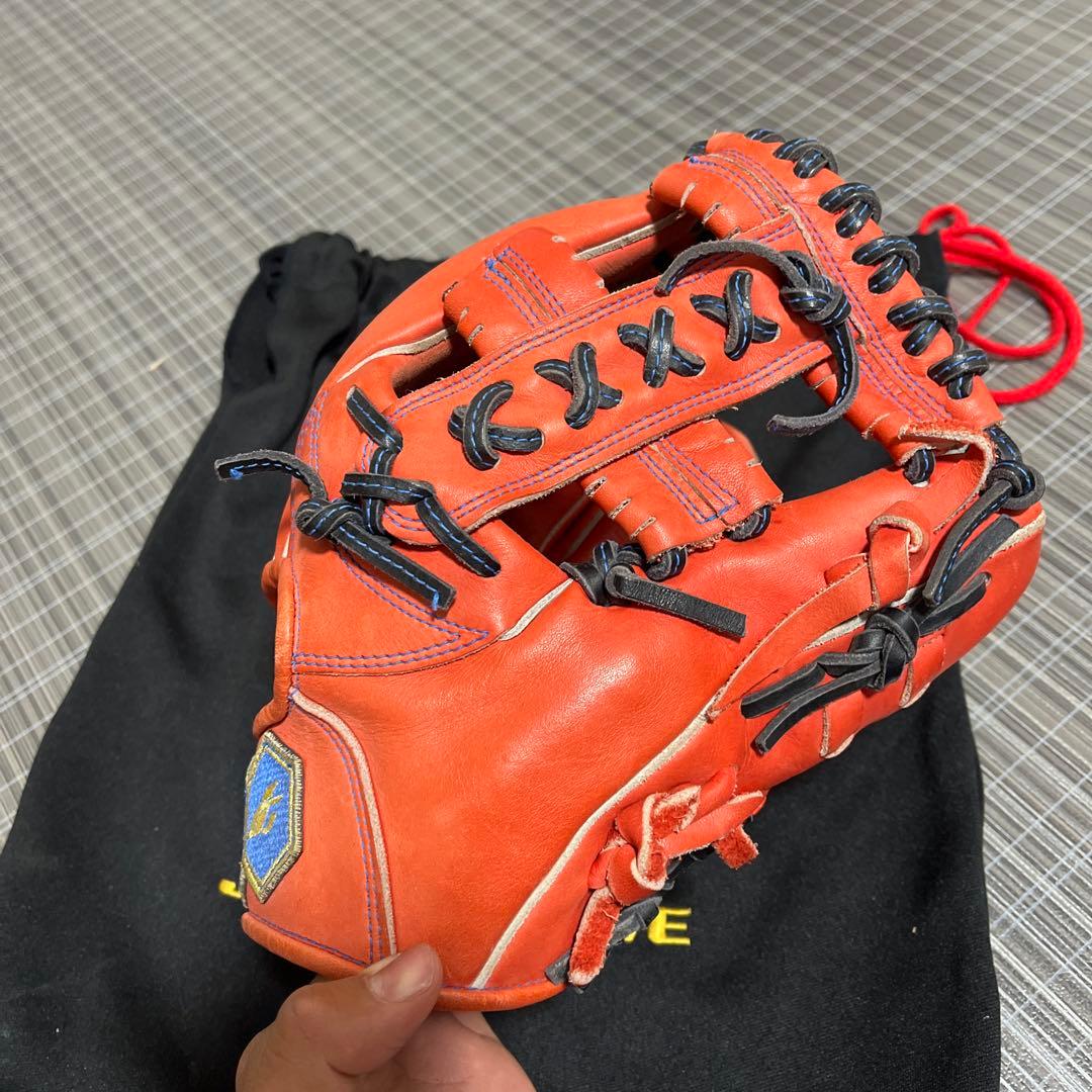 JUNKEI-GLOVE オレンジ 硬式グローブ内野用 収納袋付き