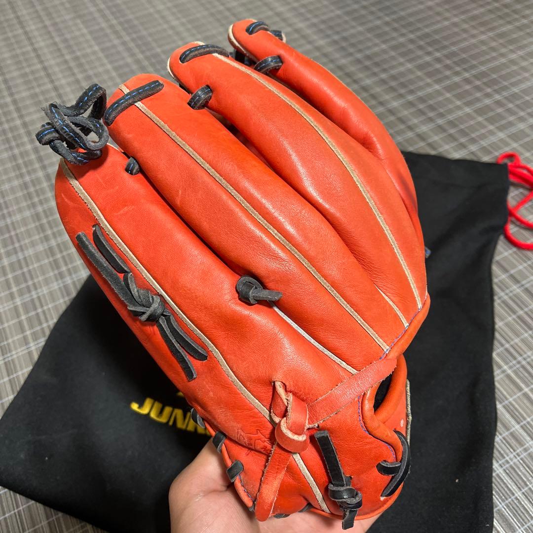 JUNKEI-GLOVE オレンジ 硬式グローブ内野用 収納袋付き