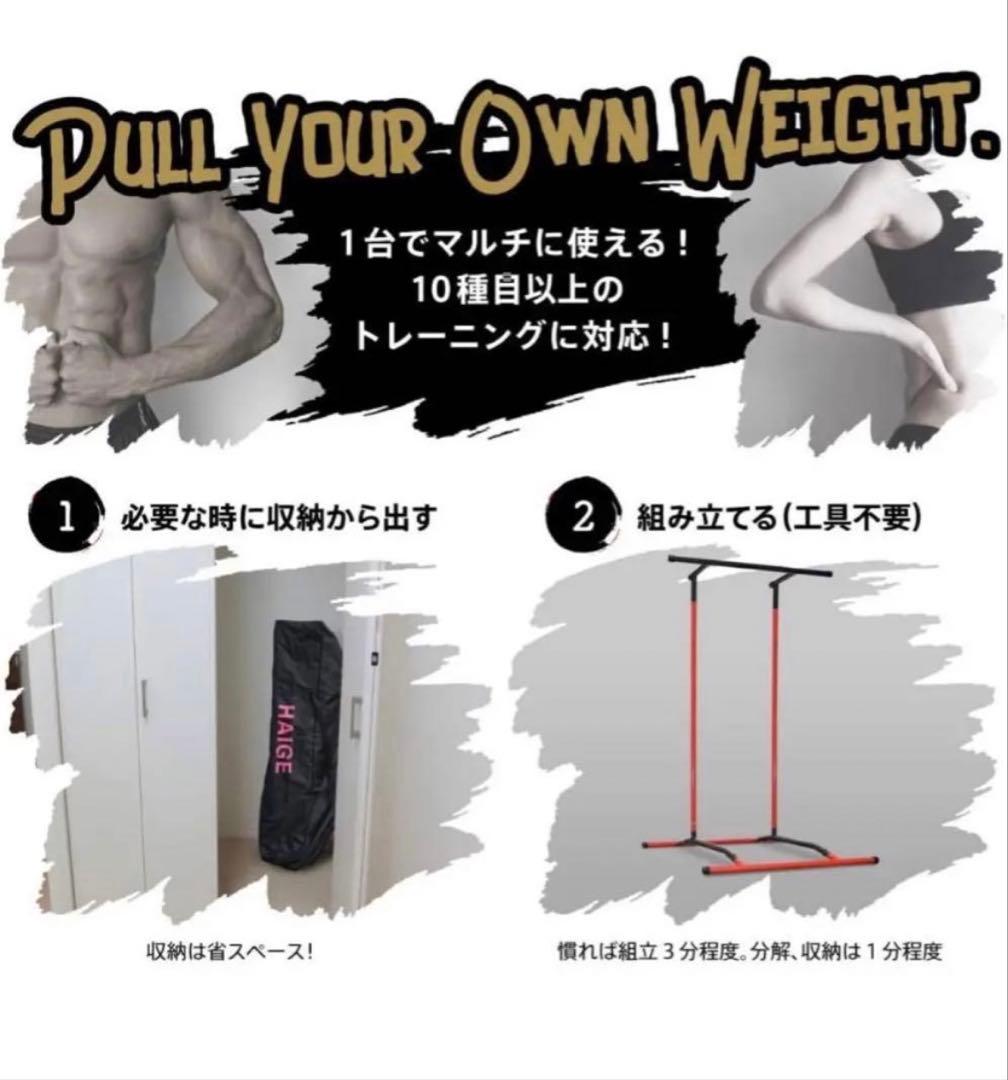 【分解収納可能】懸垂マシン　HAIGEハイガー　アイアンバーマスタープロ