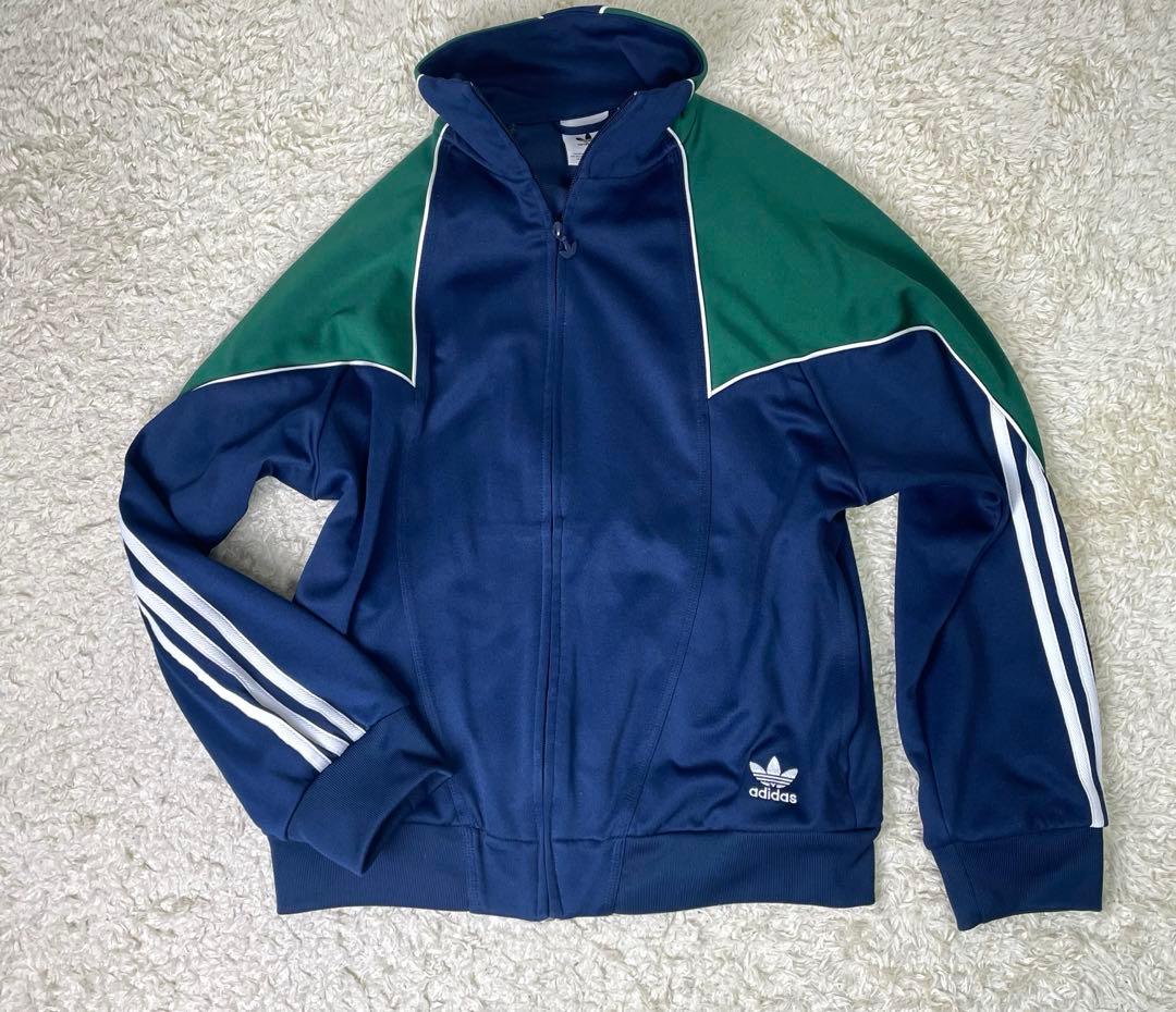 アディダス adidas トラックジャケット ジャージ バイカラー 両面ロゴ刺繍