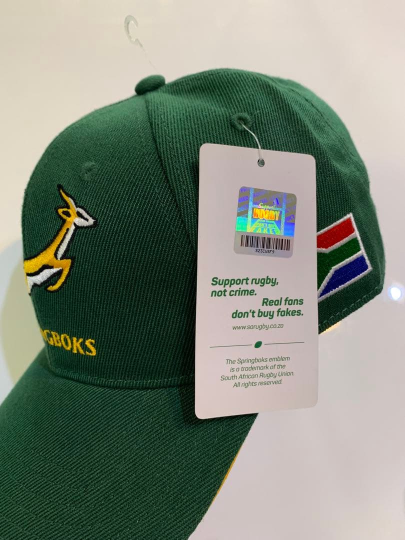 ラグビーSPRINGBOKS 南アフリカ代表キャップ 刺繍デザイン「緑」