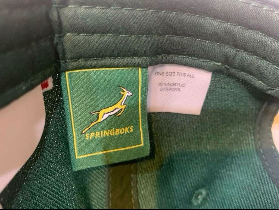 ラグビーSPRINGBOKS 南アフリカ代表キャップ 刺繍デザイン「緑」