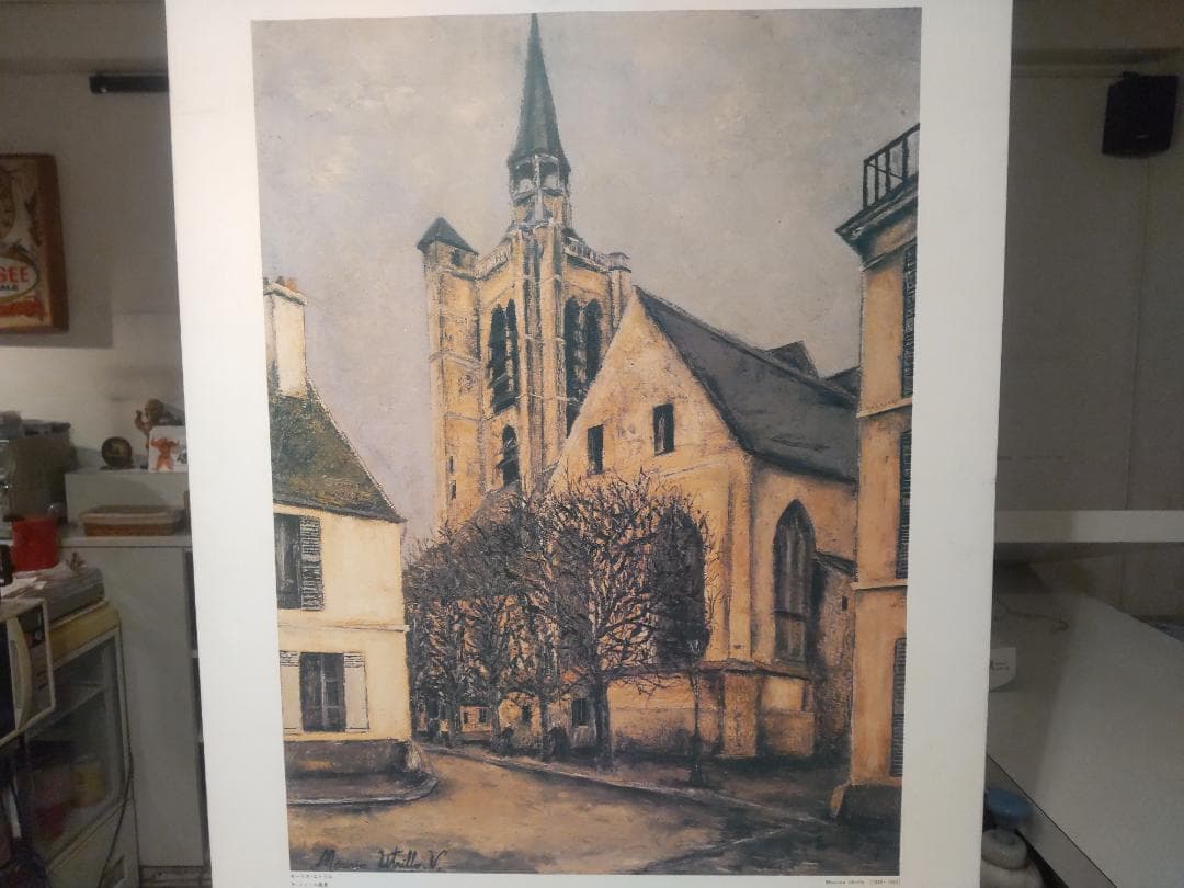 非売品★1979年 モーリスユトリロ 展示会 ラ・フェール風景 木製 パネル