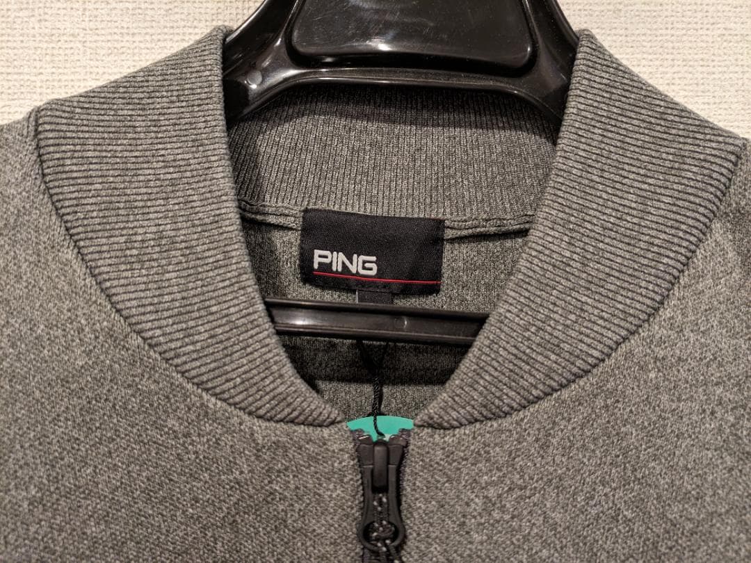 【新品／タグつき】PING　フルジップニットブルゾン　グレー　Ｌ