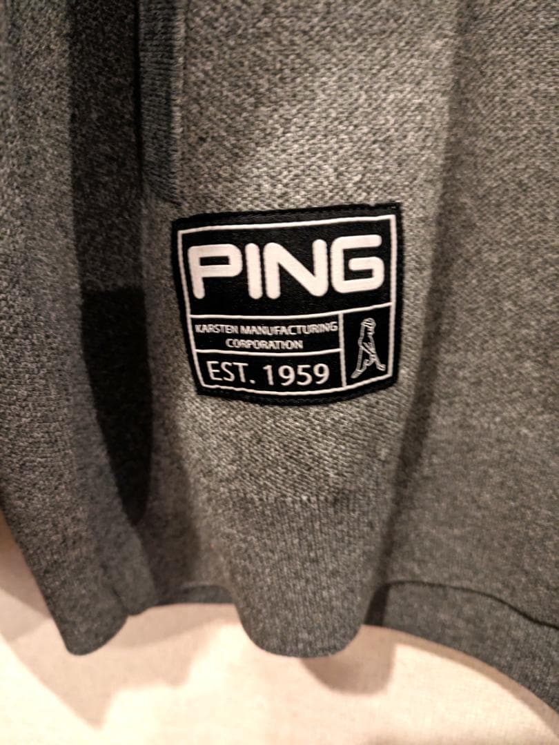 【新品／タグつき】PING　フルジップニットブルゾン　グレー　Ｌ