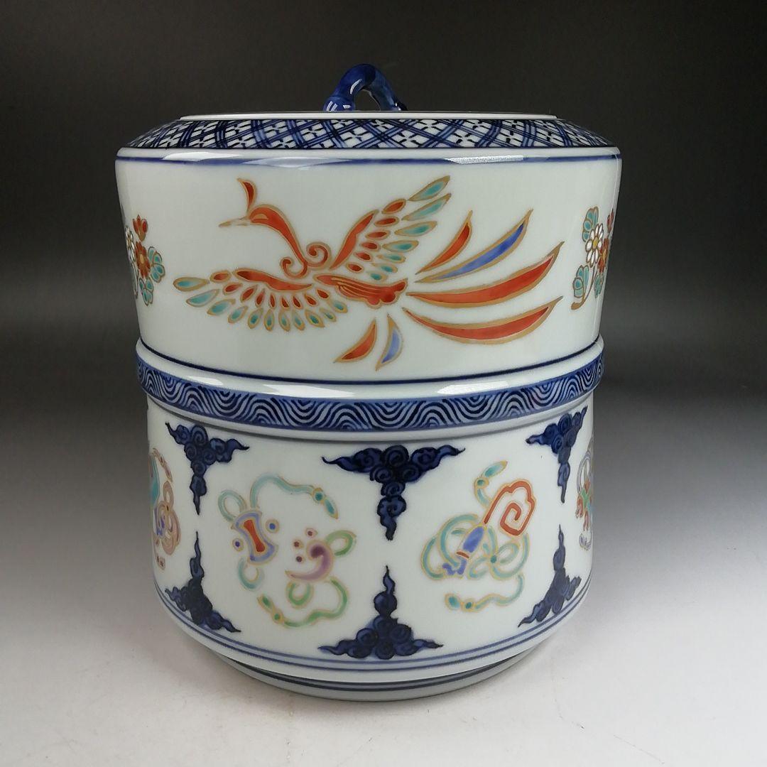 Ｗ３２９　水指　『色絵　鳳凰』『林秀峰 造』　共箱　茶道具