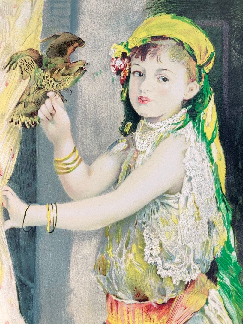【真作】オーギュスト・ルノワール「鷹を持つ少女」リトグラフ 300部限定 版画