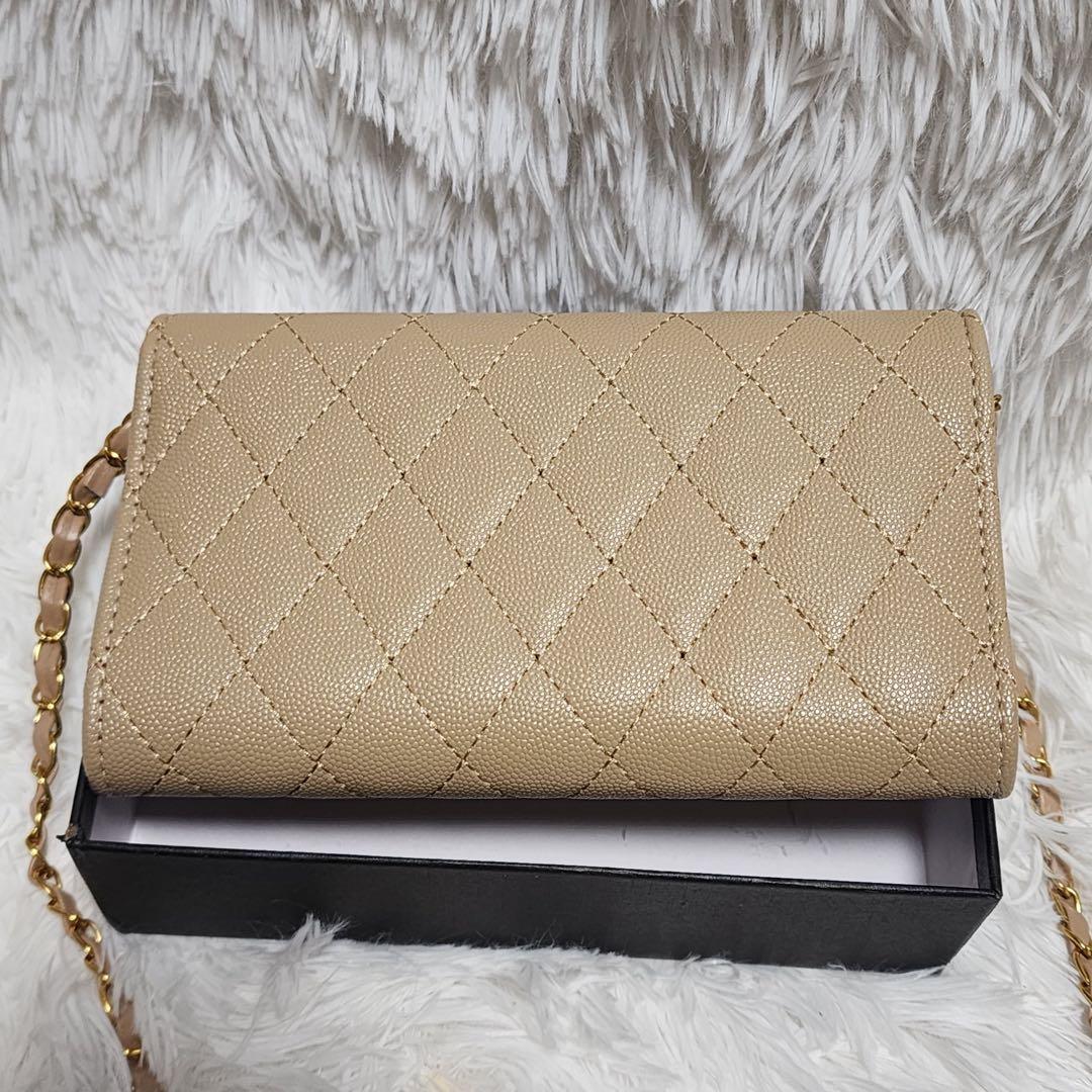 商*可様 CHANEL　チェーンウォレット　ショルダー　長財布　ベージュ