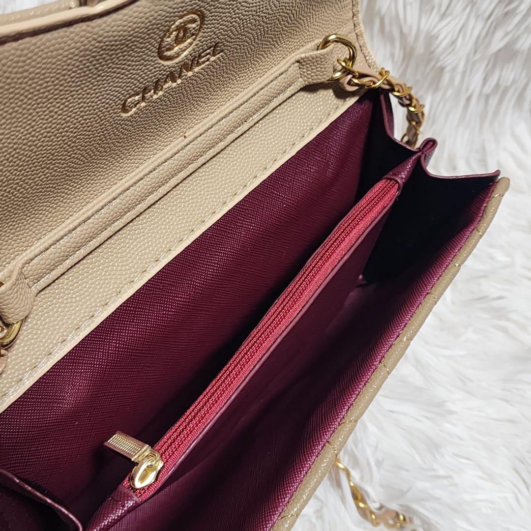 商*可様 CHANEL　チェーンウォレット　ショルダー　長財布　ベージュ