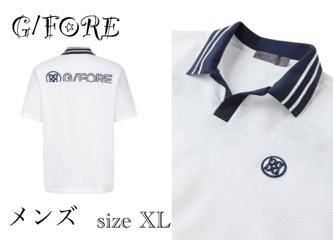 新作新品未使用G/FOREジーフォア メンズシャツsizeXLホワイト×ネイビー