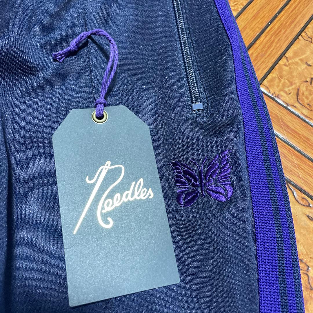 Needles ジャージパンツ ネイビー紫ストライプ