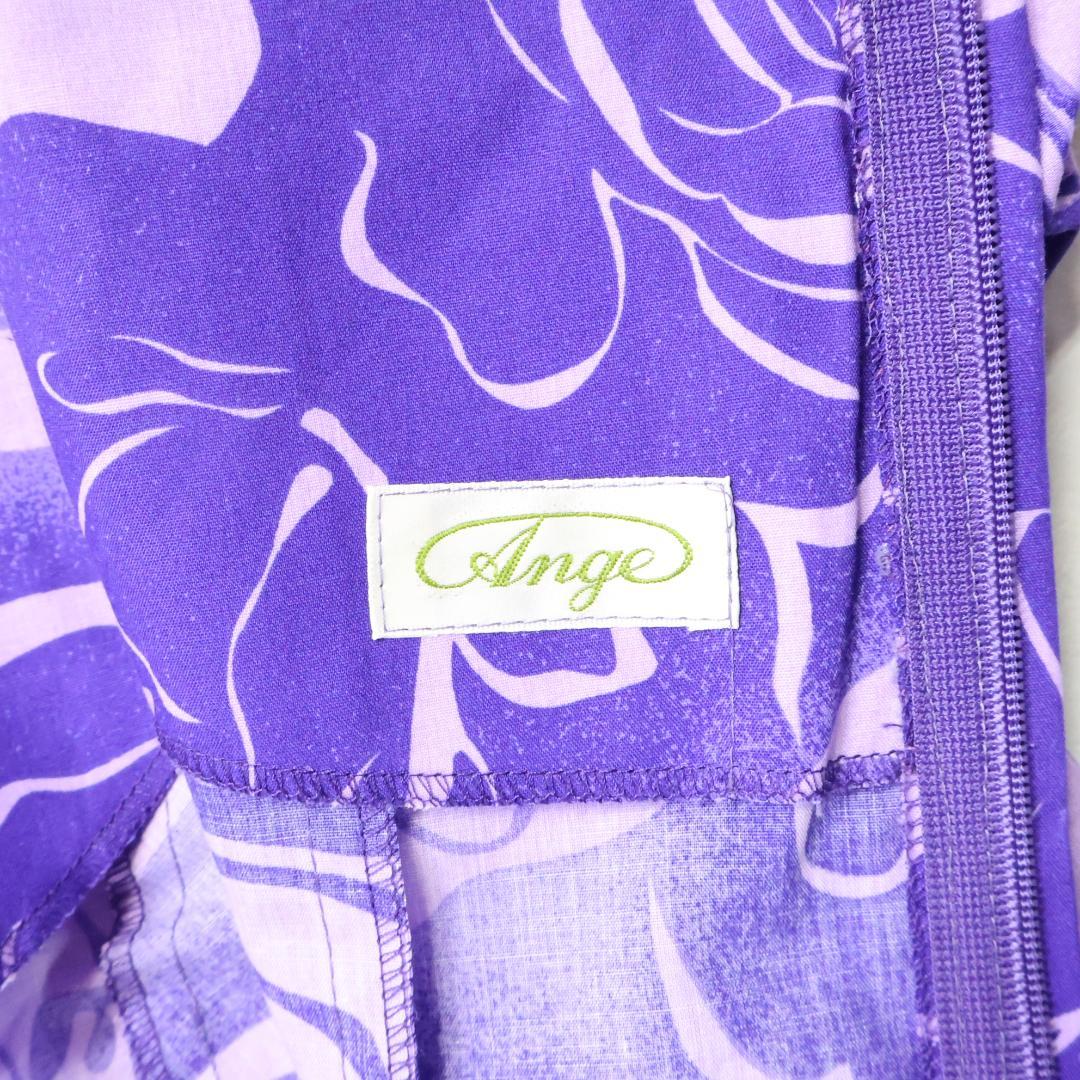 【フラダンス衣装】パープル Ange ワンピース ドレス バラ柄 花柄 紫