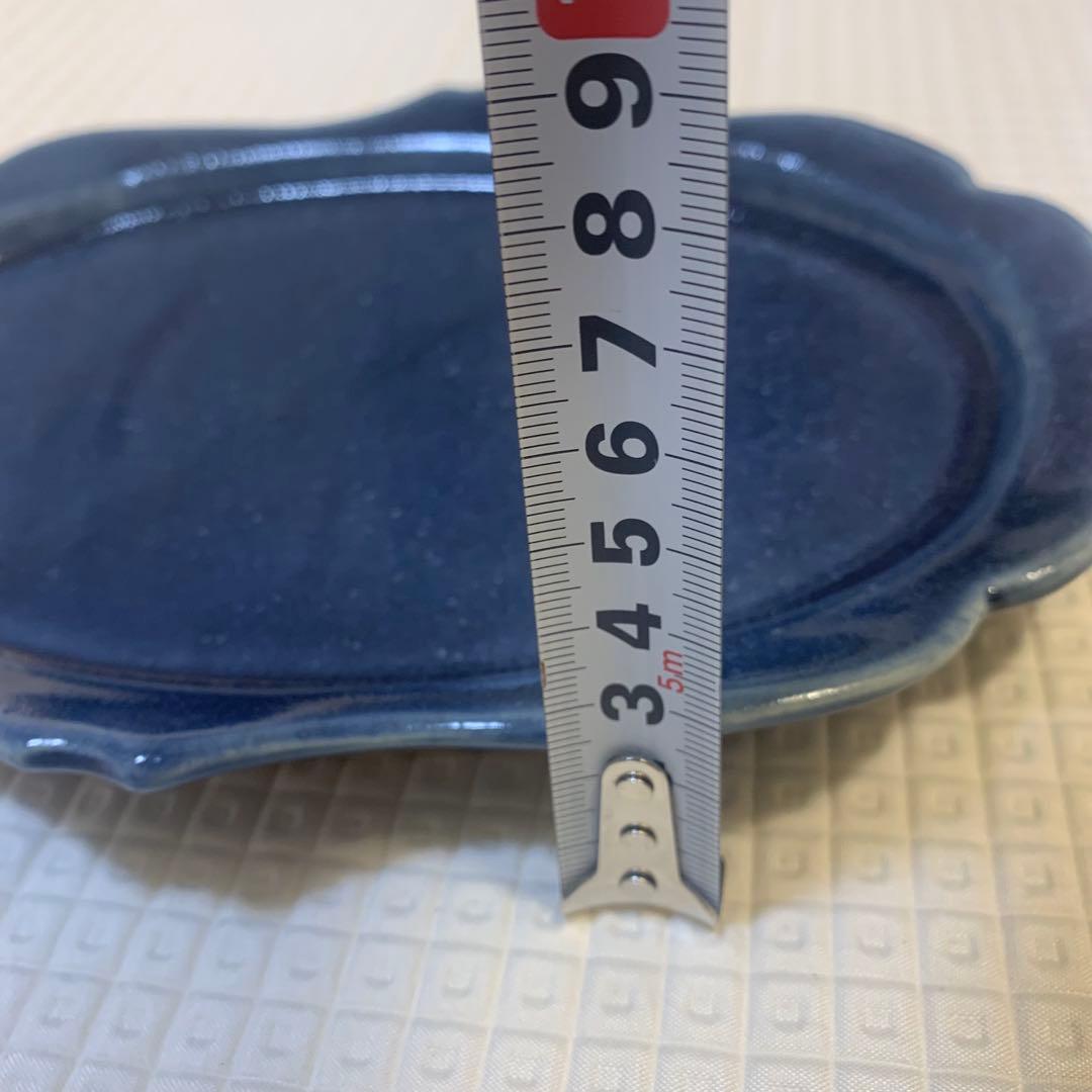 新品・未使用　益子焼　広瀬佳子　ダークブルー 陶器製 楕円形皿