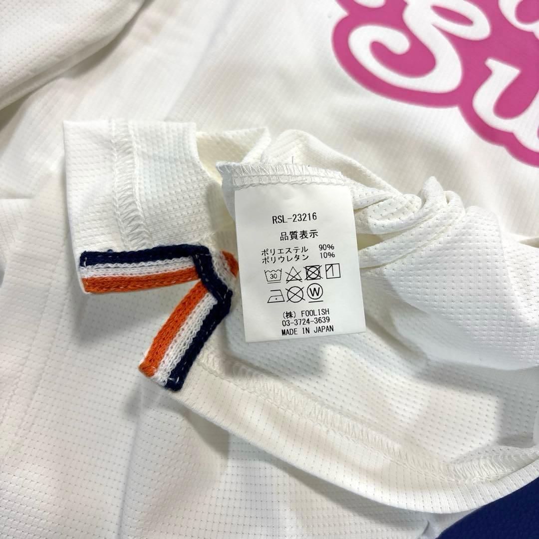 ラフ&スウェル 長袖　モックネックシャツ　S ホワイト　ピンクロゴ