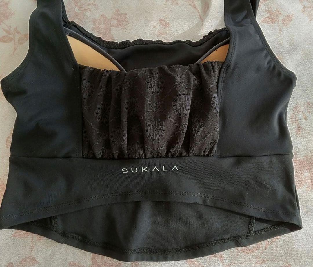 【SUKALA】フラワーレースブラトップ　ブラック
