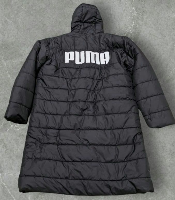 PUMA ダウンコート ロング ベンチコート フード付き ブラック 大きいサイズ