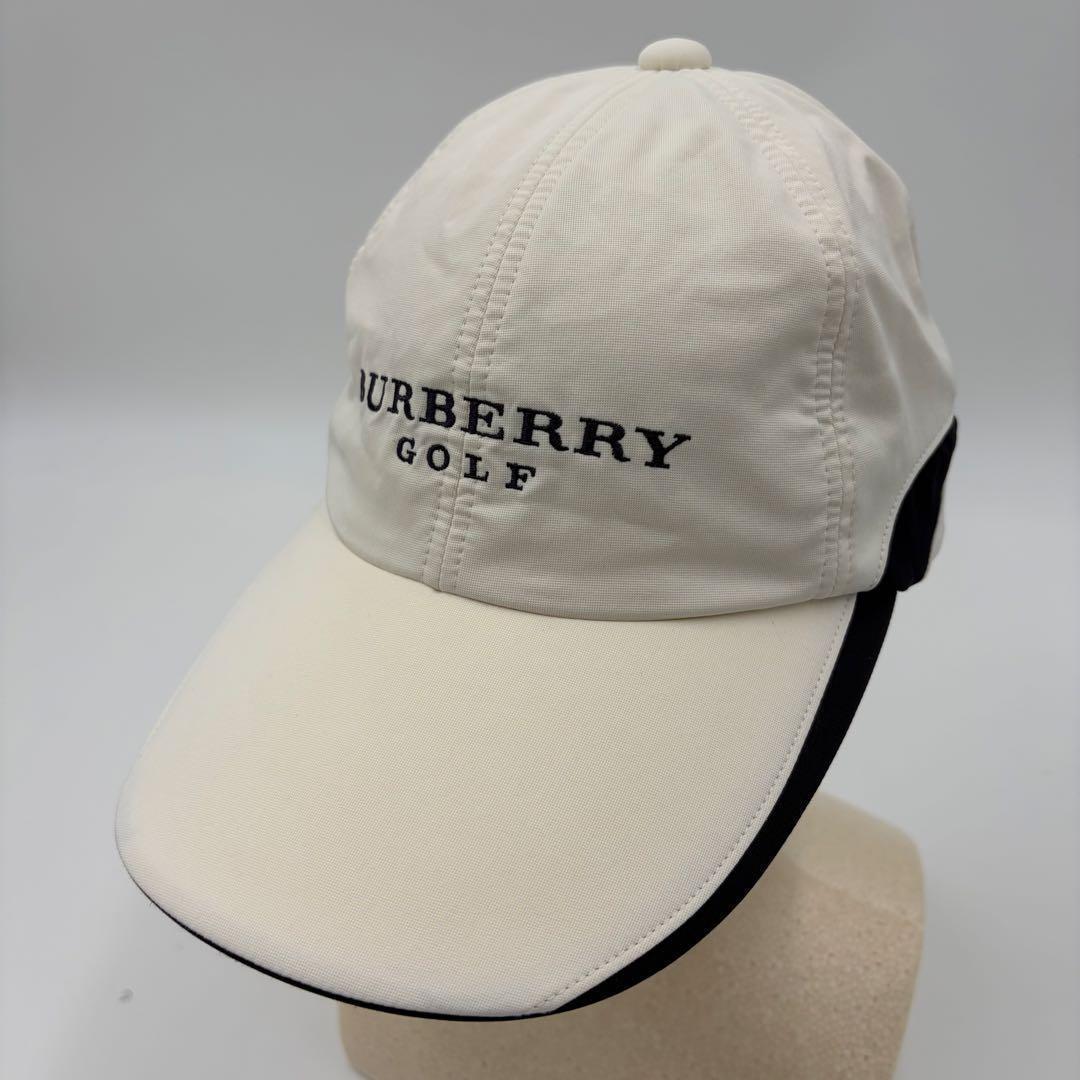 【BURBERRY GOLF】帽子 ロゴ刺繍 高級感 アイボリー ゴルフウェア