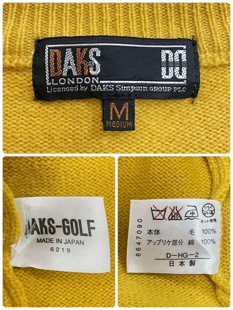 DAKS GOLF　ダックス　デザインニット　セーター　マスタードイエロー　M