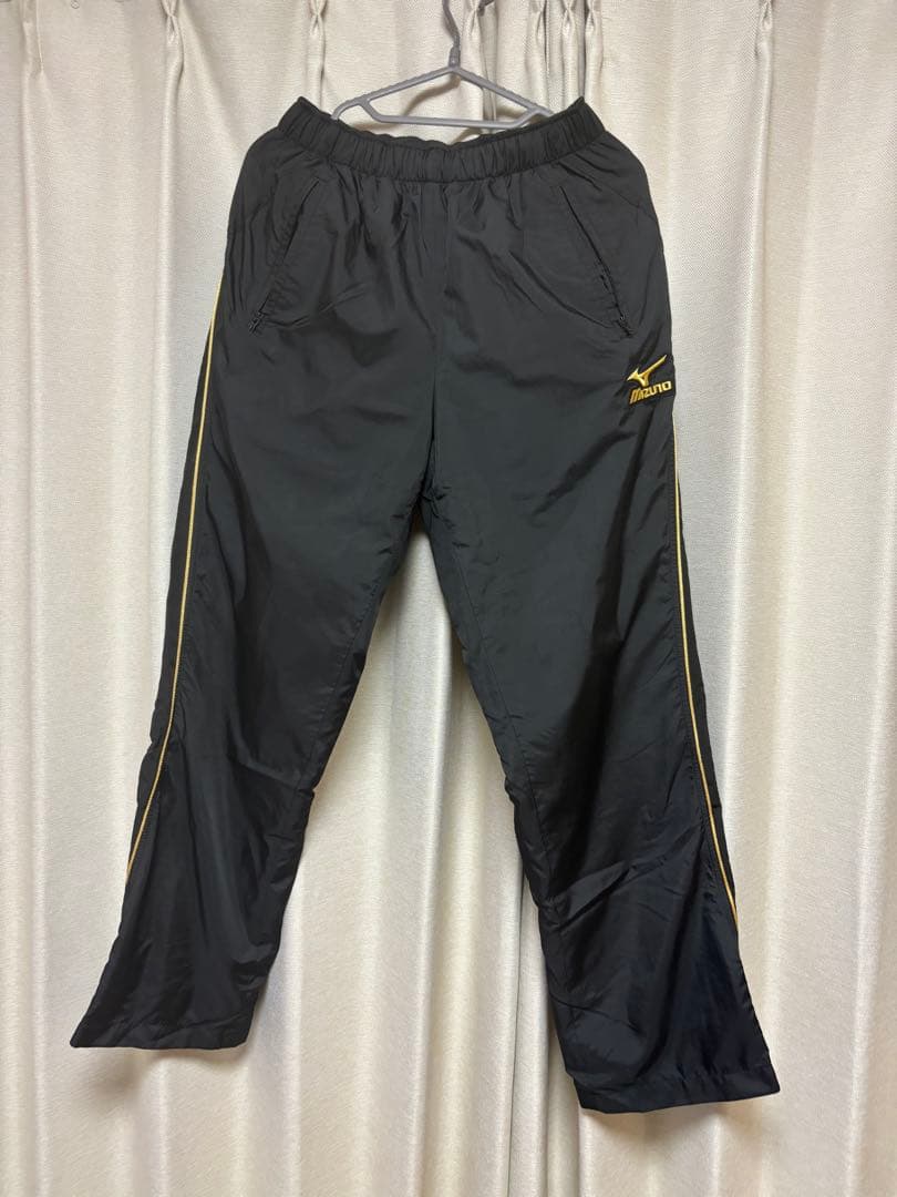 【MizunoPro】 フリースジャケット　上下セット 黒×ゴールド　上M 下L