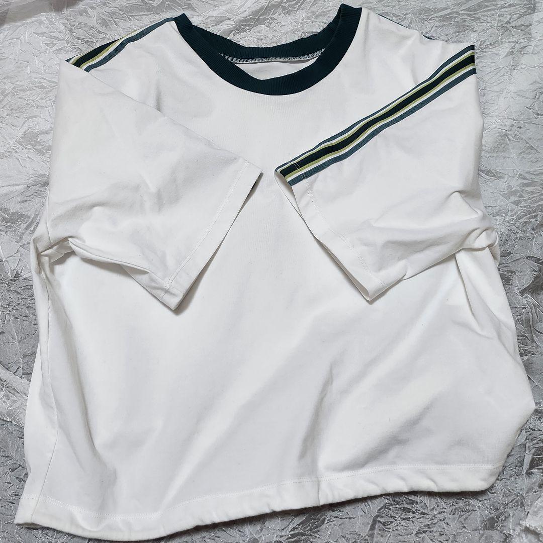 【SUKALA】ブラトップ付きラインクロップドTee(L/オフホワイト)