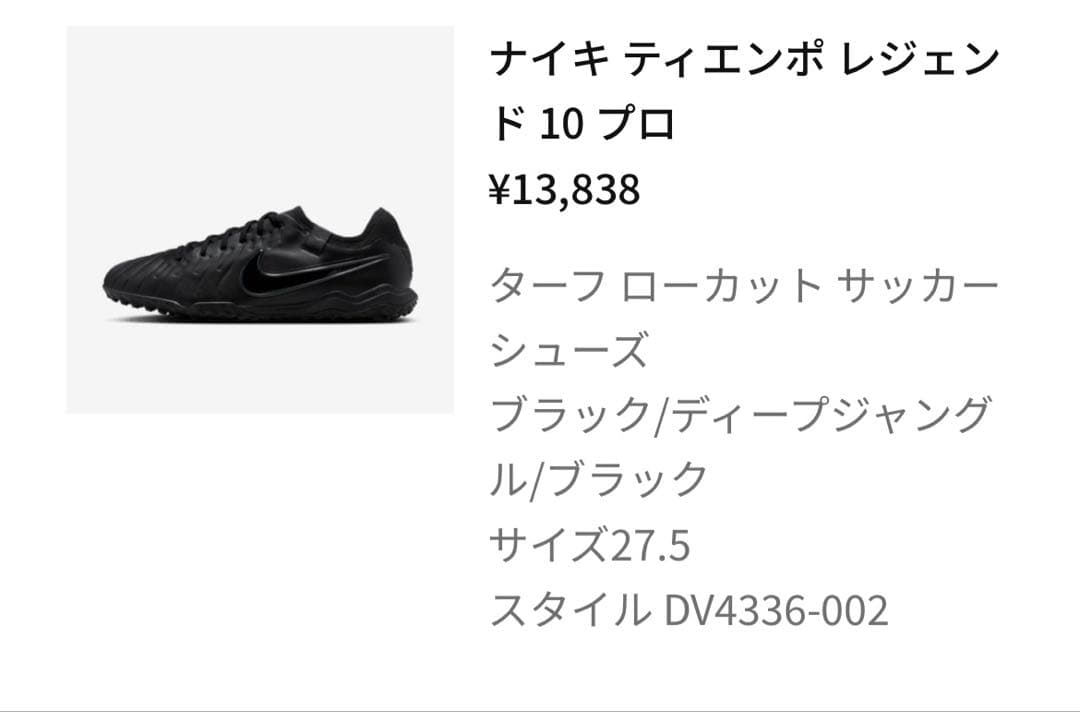 ナイキ ティエンポレジェンド10プロ ターフ