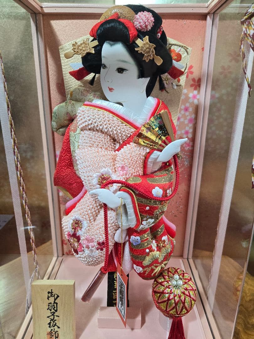【一点限り】正月飾り　羽子板　ケース飾り　H45