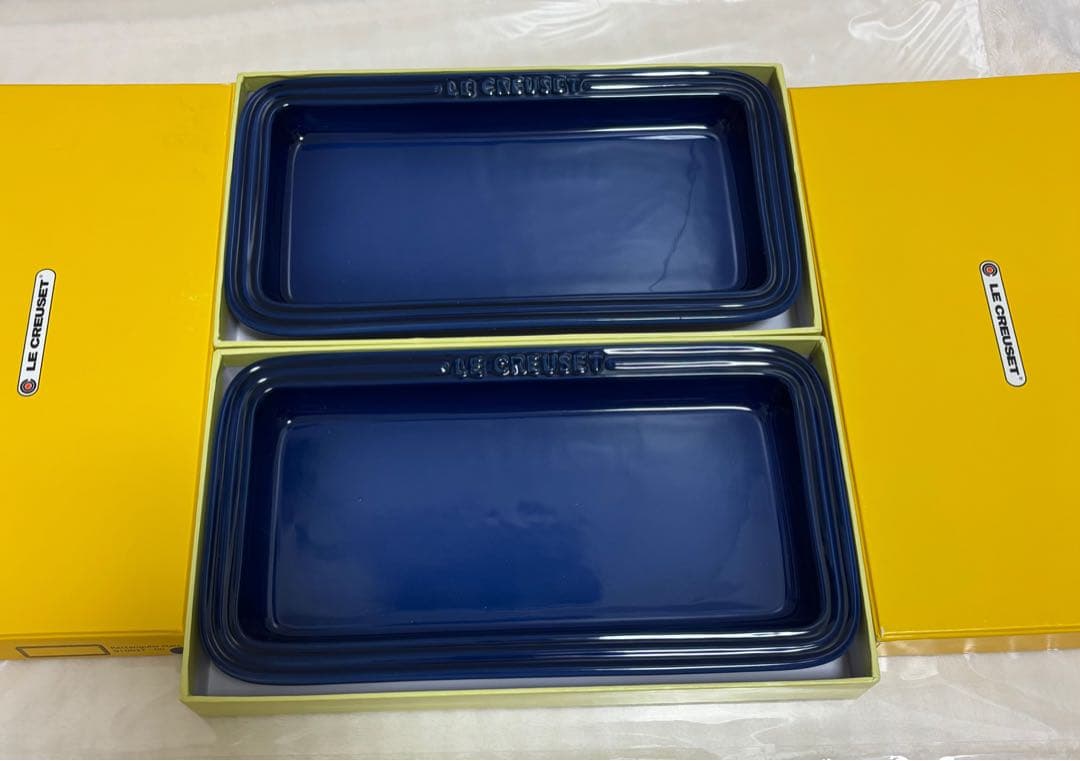LE CREUSET レクタンギュラー コバルトブルー 2皿 新品未使用 廃盤色