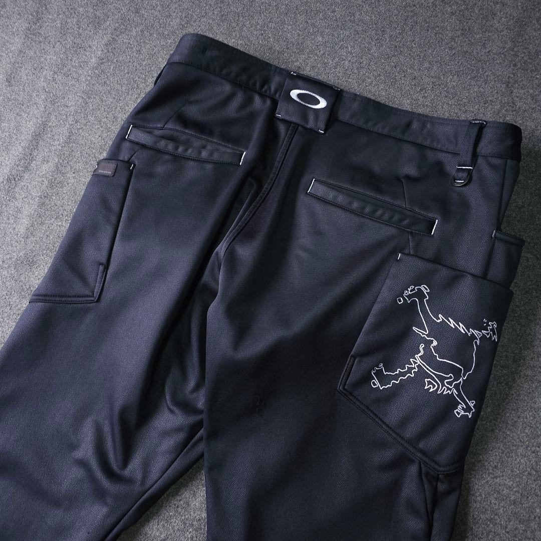 希少W38 4L相当 オークリーゴルフ ストレッチゴルフパンツ 黒 スカルロゴ