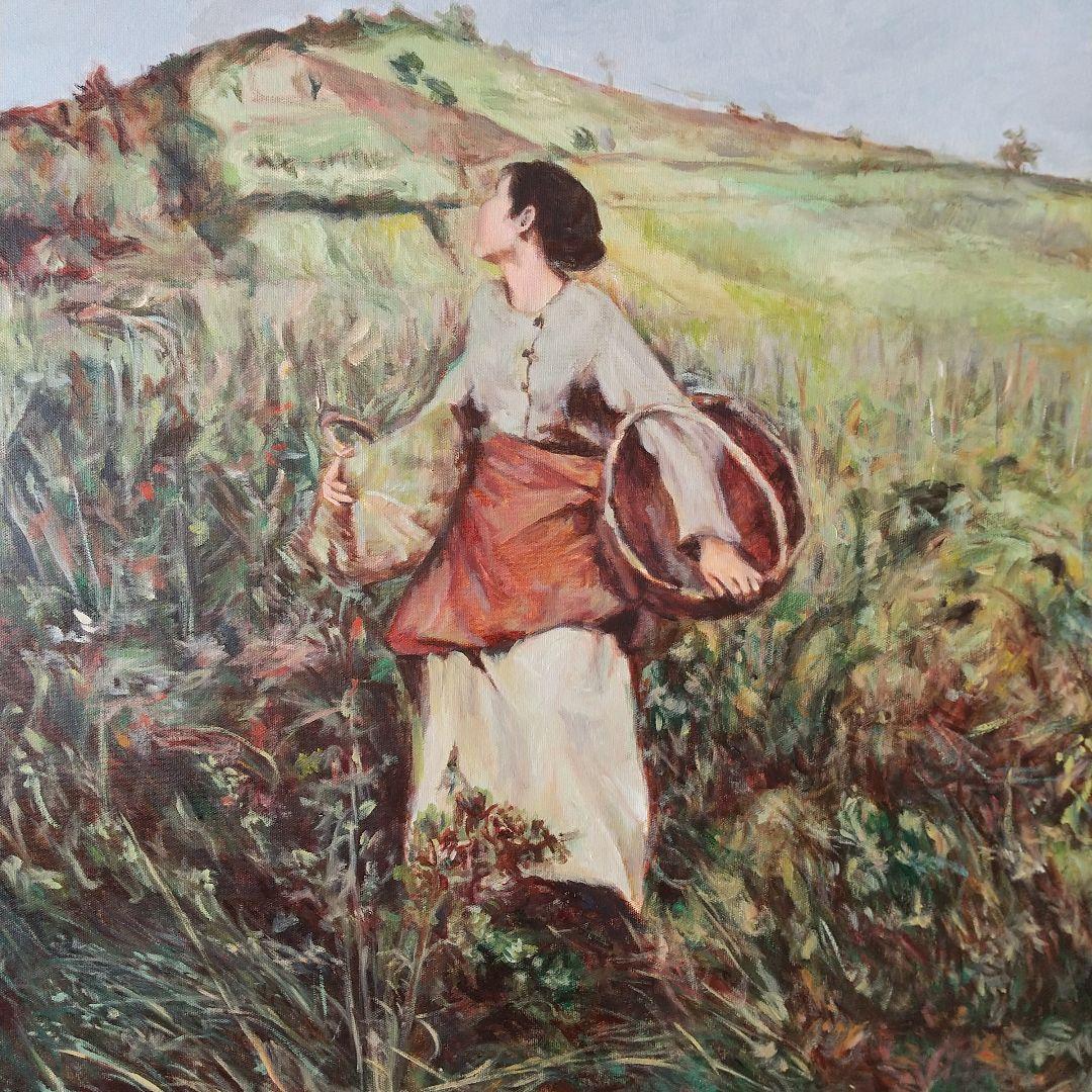 ルパージュ ブドウの収穫 油彩画 模写 30号