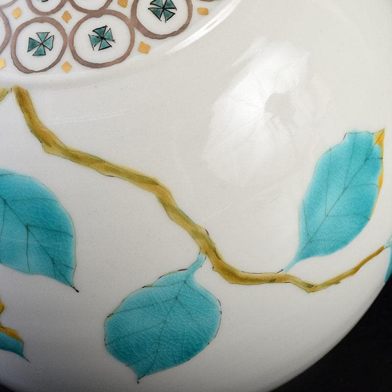 九谷焼　高聡文作　色絵鳥花文　花瓶　花入　里想　共布共箱　C　R9641H