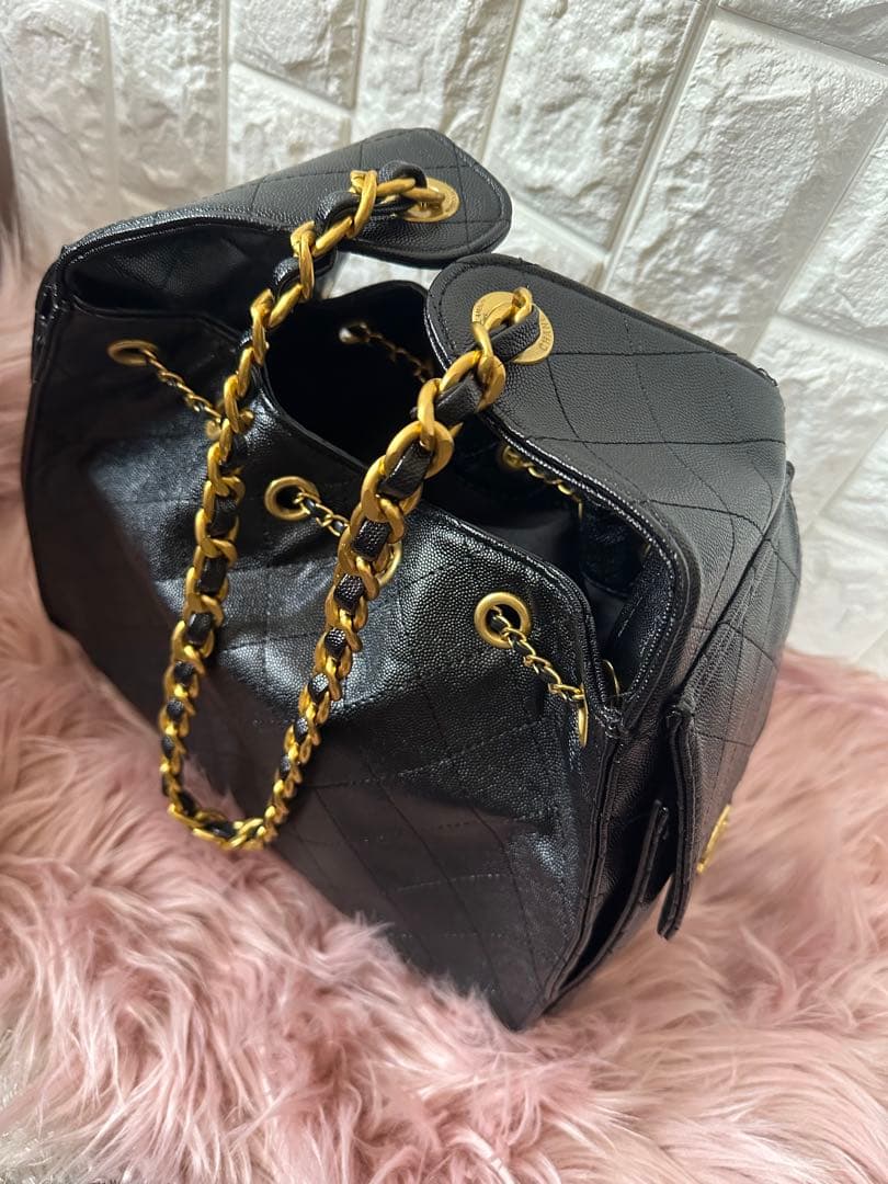 Chanel ノベルティ新品黒 キルティングレザーバッグ