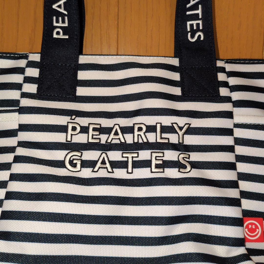 PEARLY GATES ストライプ　ラウンドトートバッグ