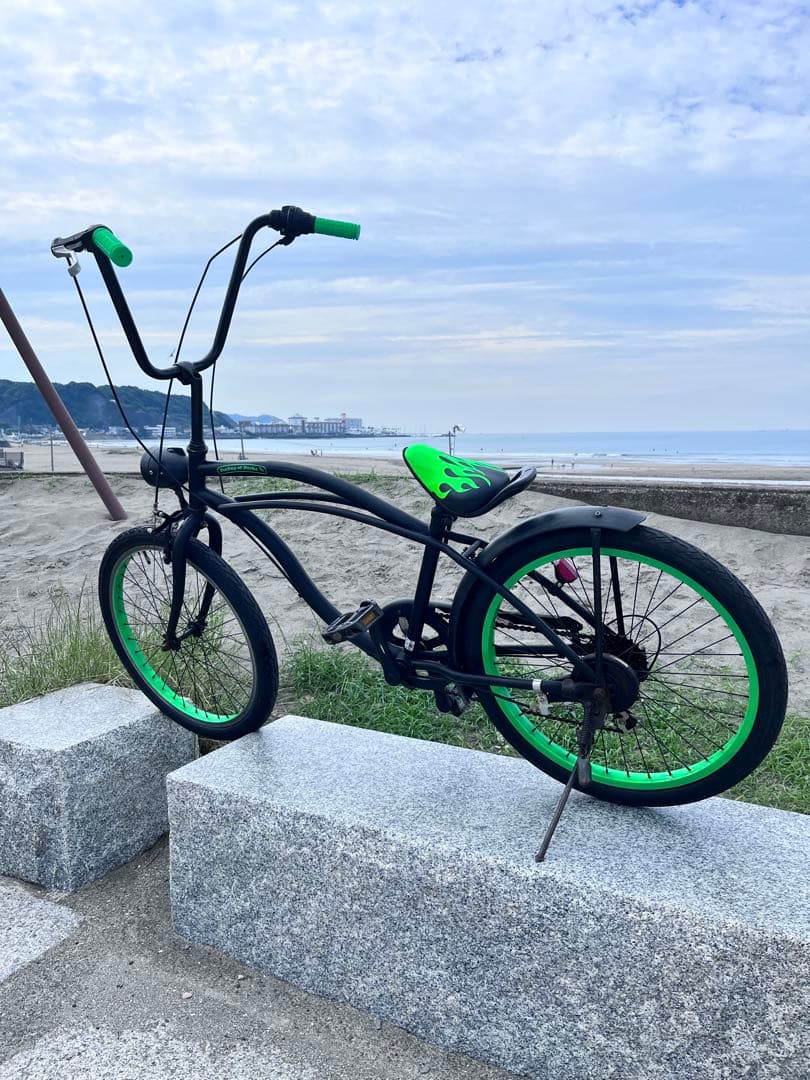 22インチ、チョッパー自転車。新品シート、ハンドル、グリップ、ハンドルポスト。